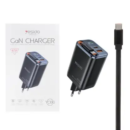 نمایش جزئیات شارژر دیواری فست سه پورت یسیدو مدل YC100