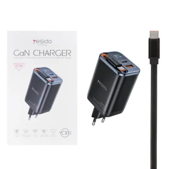 تصویر شارژر دیواری فست سه پورت یسیدو مدل YC100