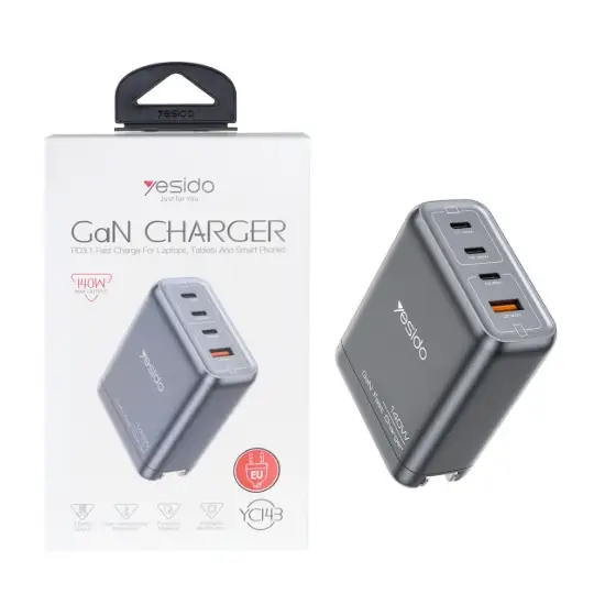 تصویر شارژر دیواری فست چهار پورت یسیدو مدل YC143