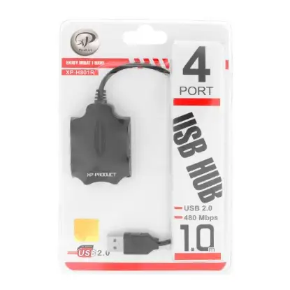 نمایش جزئیات هاب 4 پورت USB2.0 ایکس پی پروداکت مدل XP-H801B