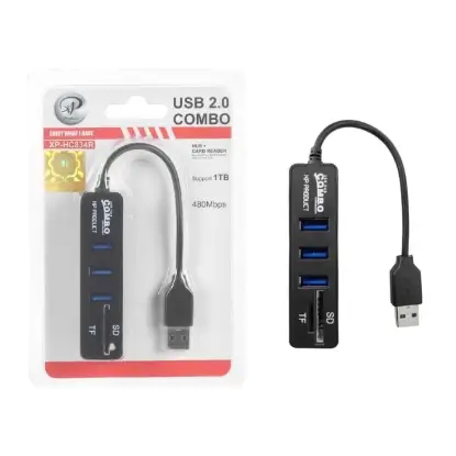 نمایش جزئیات هاب 3 پورت USB2.0 ور م ریدر ایکس پی پروداکت مدل XP-HC834M