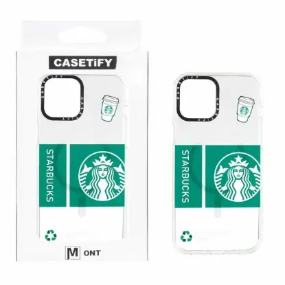 نمایش جزئیات قاب گوشی موبایل کیس تیفای مدل قهوه استارباکس شفاف مگ سیف دار
