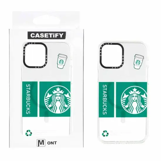 تصویر قاب گوشی موبایل کیس تیفای مدل قهوه استارباکس شفاف مگ سیف دار