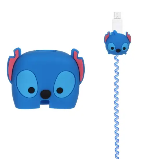 تصویر محافظ کابل و شارژر سامسونگ 25 وات مدل سیلیکونی عروسکی Stitch