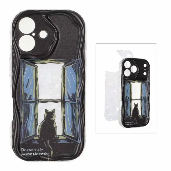 تصویر قاب گوشی موبایل ژله ای مدل کنگره ای طرح دار با کاور ماربل