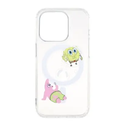 نمایش جزئیات قاب گوشی موبایل مدل مینیمال باب اسفنجی دور ژله ای مگ سیف دار