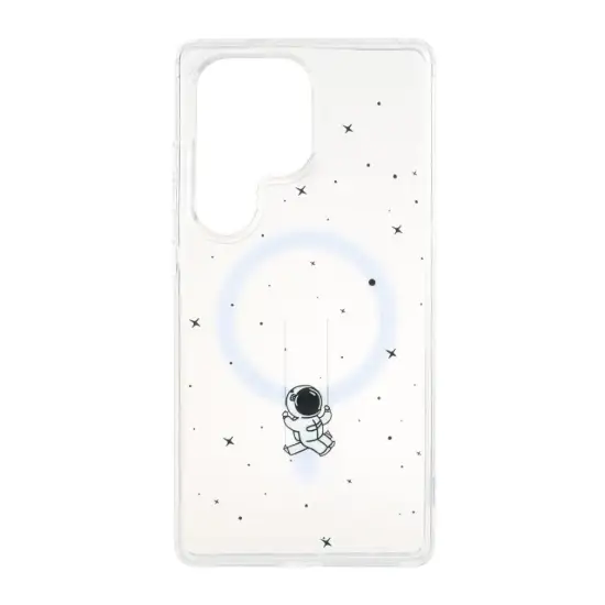 تصویر قاب گوشی موبایل مدل مینیمال فضانورد دور ژله ای مگ سیف دار