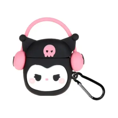 نمایش جزئیات کاور ایرپاد سیلیکونی مدل عروسک Kuromi هدفون دار
