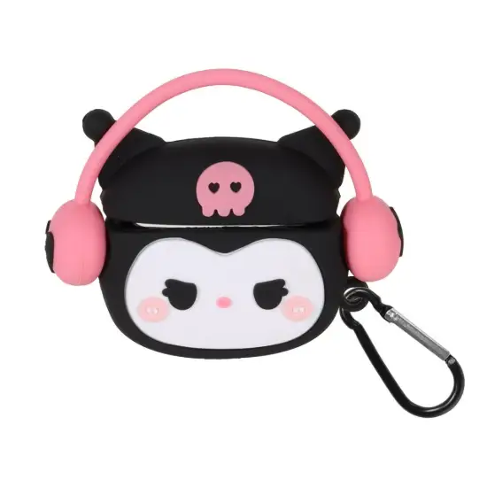 تصویر کاور ایرپاد سیلیکونی مدل عروسک Kuromi هدفون دار