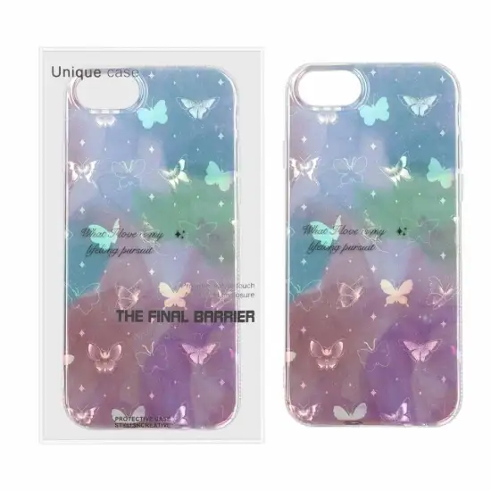 تصویر قاب گوشی موبایل یونیک کیس مدل دور ژله ایی هولوگرامی طرح Butterfly