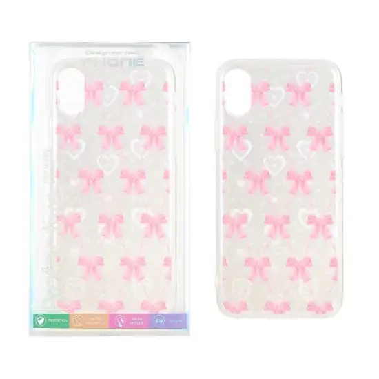 تصویر قاب گوشی موبایل پشت سخت هولوگرامی دور ژله ای طرح Bow Tie