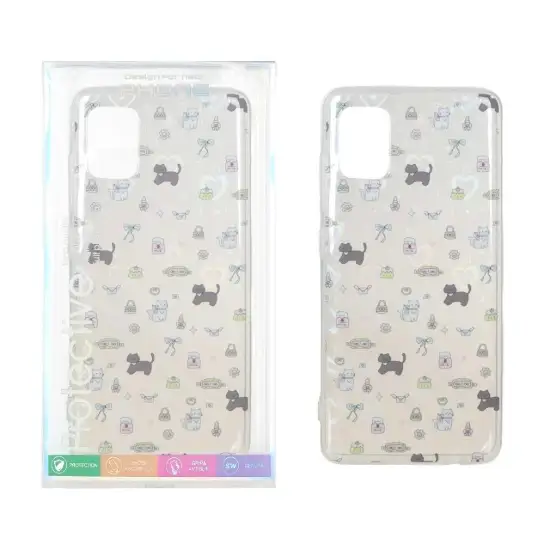 تصویر قاب گوشی موبایل پشت سخت هولوگرامی دور ژله ای طرح Kitty