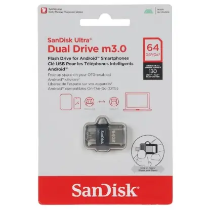 نمایش جزئیات فلش مموری سن دیسک مدل Ultra Dual Drive m3.0 USB3.0 OTG ظرفیت 64 گیگابایت