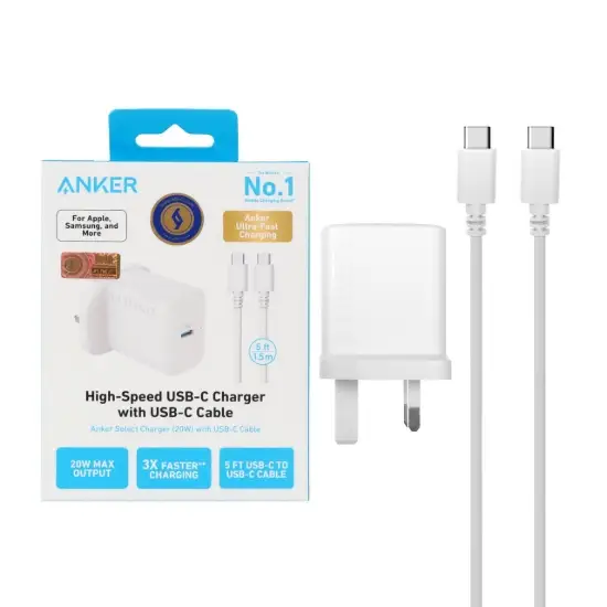 تصویر شارژر دیواری 20 وات انکر مدل B2347K21 به همراه کابل USB-C