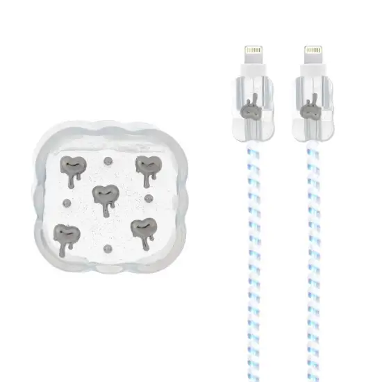 تصویر ست سیلیکونی عروسکی محافظ کابل و شارژر اپل 20 وات طرح قلب