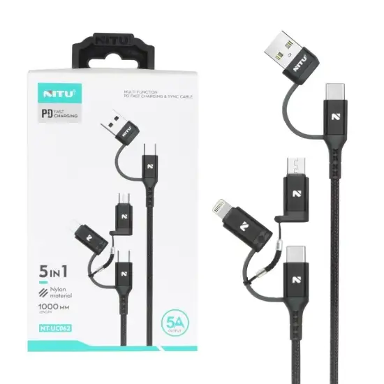 تصویر کابل تبدیل  USB-C به USB-C و لایتنینگ و MicroUSB نیتو مدل NT-UC062