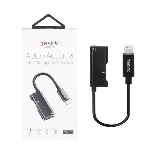 تصویر تبدیل 1 به 2 لایتنینگ به جک 3.5 میلیمتری یسیدو مدل YAU11