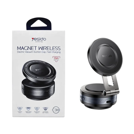 تصویر شارژر بی سیم و پایه نگهدارنده وکیومی یسیدو مدل C310