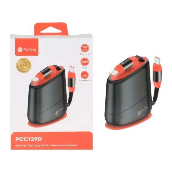 تصویر کابل تبدیل فست شارژ USB-C به USB-C پرووان مدل PCC129D به طول 1.3 متر