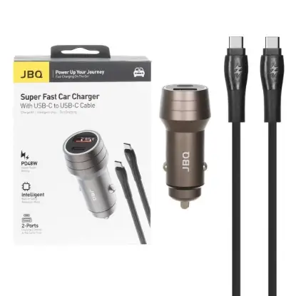 نمایش جزئیات شارژر فندکی 48 وات دو پورت جی بی کیو مدل C279634 همراه کابل شارژ USB-C به USB-C