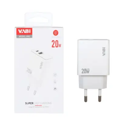 نمایش جزئیات شارژر دیواری 20 وات دو پورت وابی مدل H66