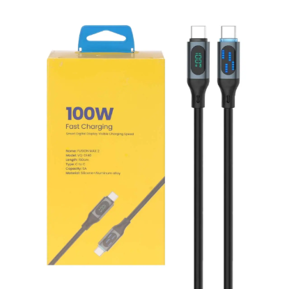 نمایش جزئیات کابل تبدیل USB-C به USB-C هیمی مدل Fusion MAX 2 VQ-D140 طول 1.5 متر با توان 100 وات