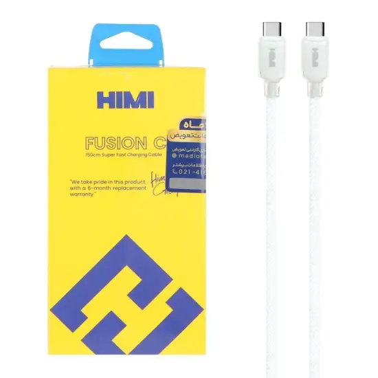 تصویر کابل تبدیل USB-C به USB-C هیمی مدل Fusion C VQ-D40 طول 1.5 متر با توان 100 وات