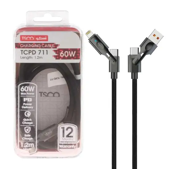 تصویر کابل تبدیل USB به USB-C / USB / Lightning تسکو مدلTCPD 711 طول 1.2 متر