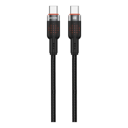 نمایش جزئیات کابل تبدیل USB-C به USB-C پرودو مدل PDCBL0009BK طول 1.2 متر