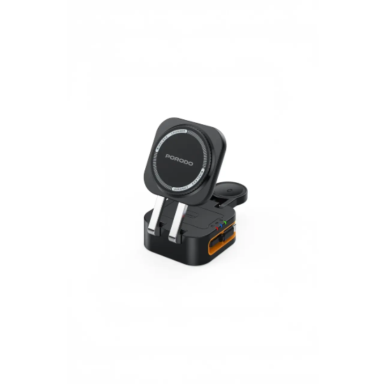 تصویر شارژر بی سیم سه کاره پرودو مدل POCKET-SIZED PD-FWCH061-BK