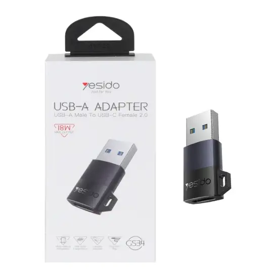 تصویر تبدیل USB-C به USB یسیدو مدل GS34