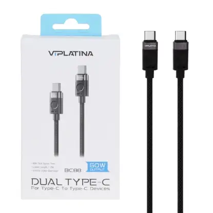نمایش جزئیات کابل تبدیل USB-C به USB-C وی آی پلاتینا مدل BC88