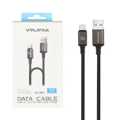 نمایش جزئیات کابل تبدیل USB به USB-C وی آی پلاتینا مدل BC95 طول 2 متر