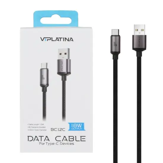 تصویر کابل تبدیل USB به USB-C وی آی پلاتینا مدل BC12C