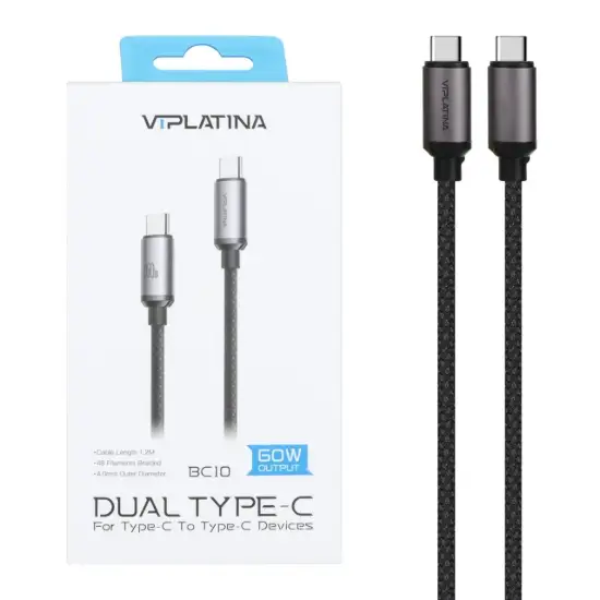 تصویر کابل تبدیل USB-C به USB-C وی آی پلاتینا مدل BC10