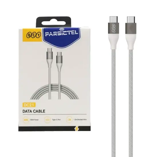 تصویر کابل تبدیل USB-C به USB-C کیوسی وای مدل DC21 طول 1.2 متر