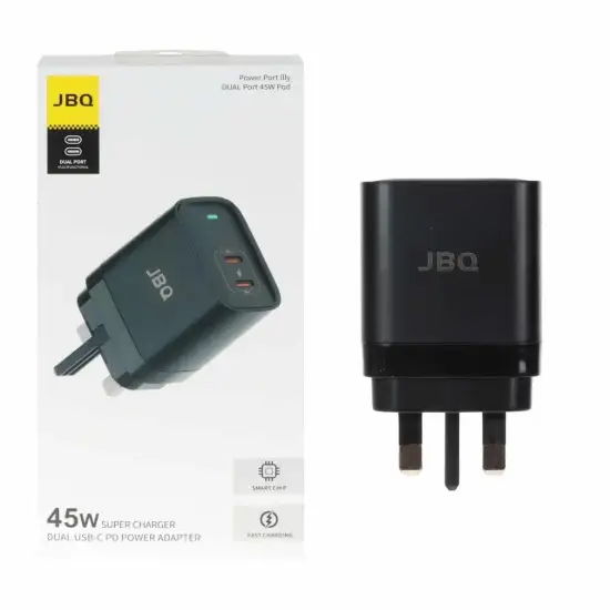 تصویر شارژر دیواری 45 وات دو پورت جی بی کیو مدل WC-606B