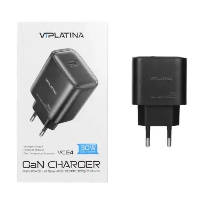 نمایش جزئیات شارژر دیواری 30 وات تک پورت وی آی پلاتینا مدل VC64