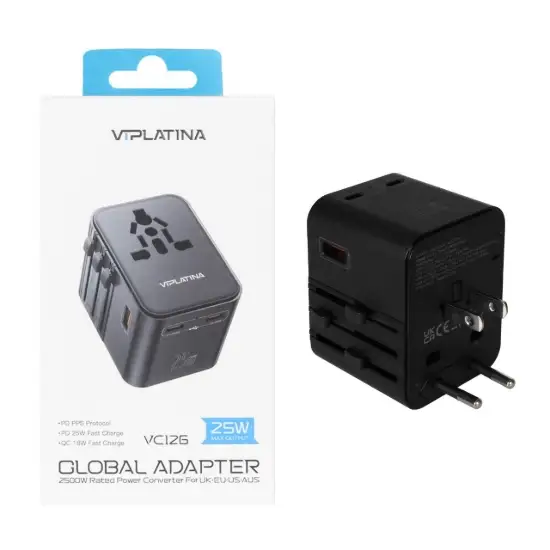 تصویر شارژر دیواری 25 وات سه پورت وی آی پلاتینا مدل VC126