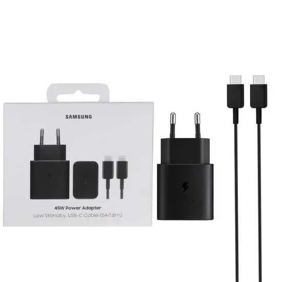 تصویر شارژر دیواری 45 وات دو پین تک پورت سامسونگ مدل ET-T4511 همراه کابل شارژ USB-C - اصلی