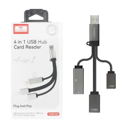 نمایش جزئیات هاب 4 پورت USB و کارت خوان ارلدام مدل HUB16A