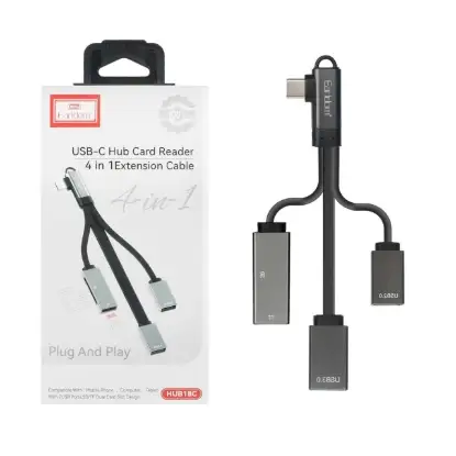 نمایش جزئیات هاب 4 پورت USB-C و کارت خوان ارلدام مدل HUB18C
