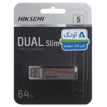 نمایش جزئیات فلش مموری هایک سمی مدل DUAL Slim USB3.2 ظرفیت 64 گیگابایت