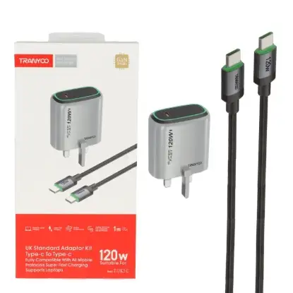 نمایش جزئیات شارژر دیواری 120 وات ترانیو مدل T-UK3 C  همراه کابل شارژ USB-C