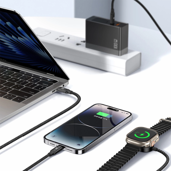 تصویر کابل تبدیل USB-C به USB-C/ لایتنینگ / شارژر بی سیم  مک دودو مدل  CA-494 طول 1.2 متر