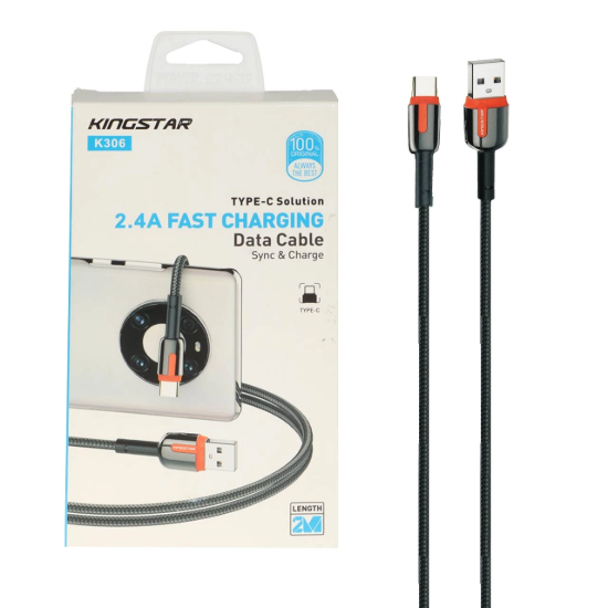 تصویر کابل تبدیل USB به USB-C کینگ استار مدل K306 طول 2 متر
