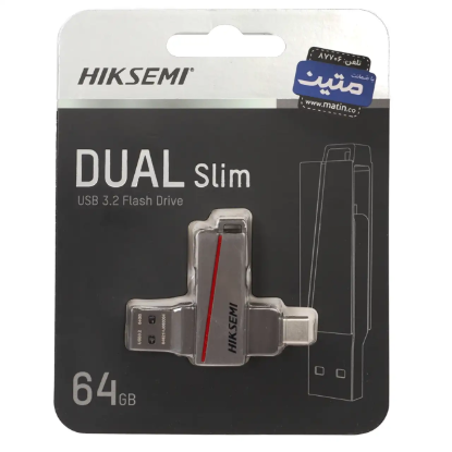 نمایش جزئیات فلش مموری هایک سمی مدل DUAL Slim USB3.2 USB-C ظرفیت 64 گیگابایت