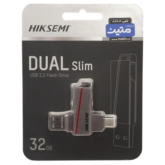 تصویر فلش مموری هایک سمی مدل DUAL Slim USB3.2 USB-C ظرفیت 32 گیگابایت