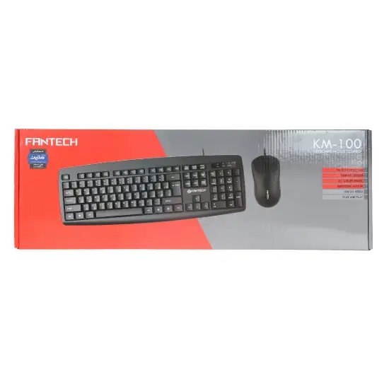 تصویر کیبورد و ماوس باسیم فنتک مدل COMBO KM-100