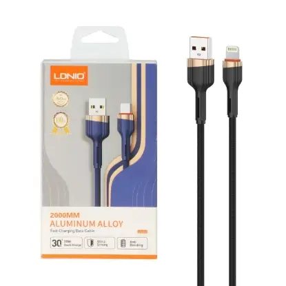 نمایش جزئیات کابل تبدیل USB به لایتنینگ الدینو مدل LS642 طول 2 متر